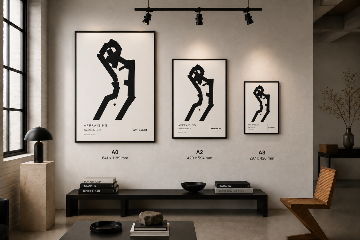 A0 Abstract Figure Wall Art Print, Minimalist Black & White Print, Contemporary Modern Decor | Appraising